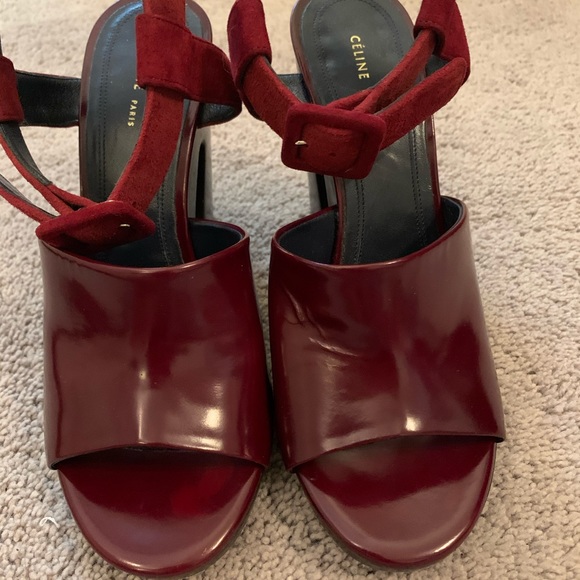 Celine Burgundy Suede and Patent Leather Heels - Picture 3 of 10
